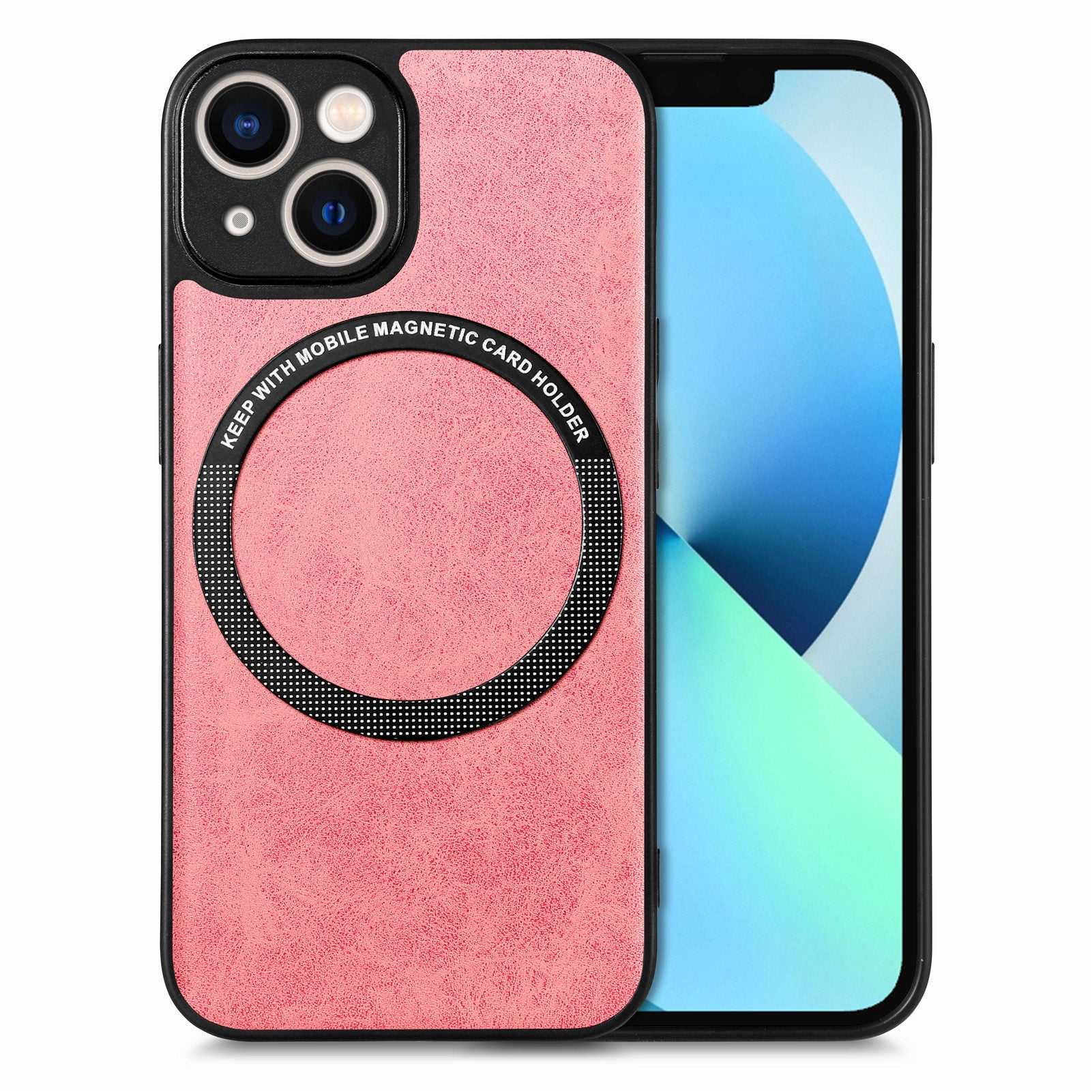 Car Mount Phone Case Compatible with MagSafe for iPhone 13 mini PU Leather Coated PC TPU Cover with Built-in Metal Sheet Car Mount Phone Case Compatible with MagSafe for iPhone 13 mini PU Leather Coated PC TPU Cover with Built-in Metal Sheet